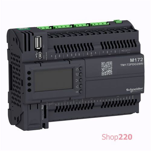 Контроллер M172 продуктивный с дисплеем, 28 входов/выходов, Ethernet, 2 RS485 с изоляцией TM172PDG28RI