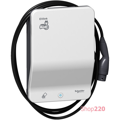 Зарядка для электромобиля с кабелем 32А, 3 фазы, RFID SMART WALLBOX T2 Schneider Electric EVB1A22PCRI