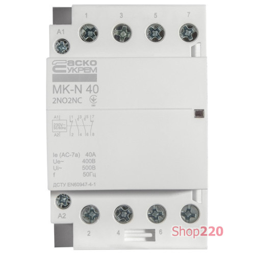 Модульный контактор 40A 4P 220V, 2NO+2NC, MK-N A0040030036