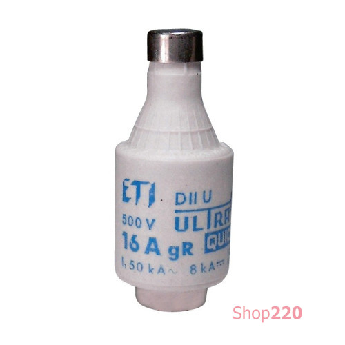 Сверхбыстрый предохранитель DII UQ 20A 500V gR (50 kA) для защиты полупроводников ETI 4322006