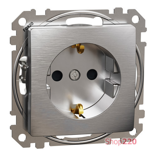 Розетка с заземлением, матовый алюминий, Sedna Design Schneider Electric SDD170022U