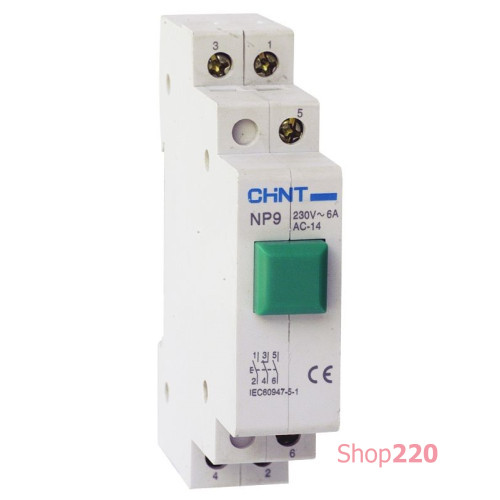 Кнопка без индикации NP9-10/1 Зеленый 1NO+0NC Chint 584052