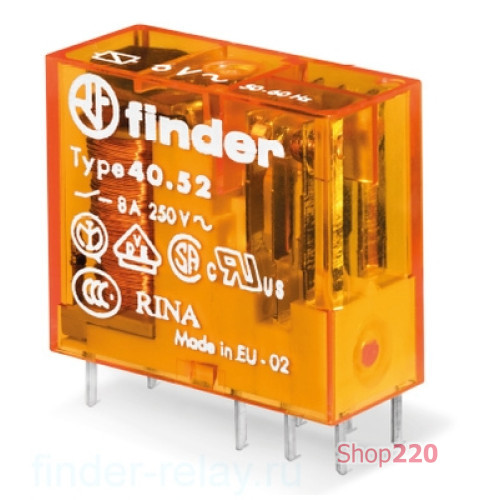 Реле 8А, катушка 24 В переменного тока, 405280240000 Finder