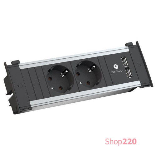 Встраиваемые розетки в стол 2х220В + 2xUSB, Bachmann KAPSA