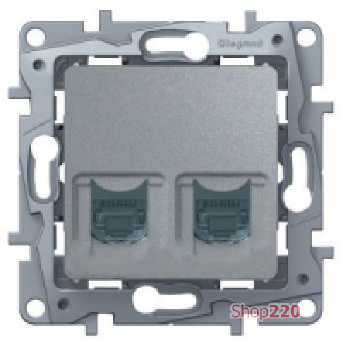 Розетка телефонная RJ-11 и компьютерной RJ-45, алюминий, 672452 Legrand Etika