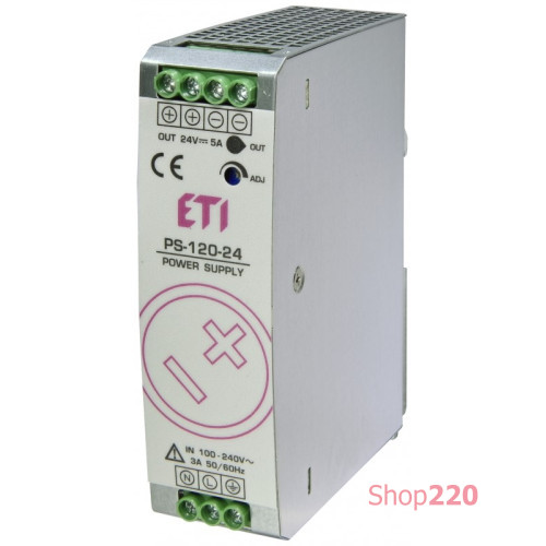 Блок питания PS-120-24 (Вход: 100-240V AC/140-340V DC; Выход: 24-28V DC/120W/5A) ETI 4656682