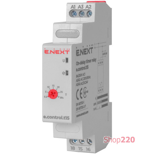 Реле задержки времени на включение, 8А, e.control.t15 Enext i0310027