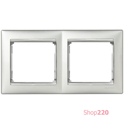 Рамка 2 поста, алюминий/серебряный штрих 770352 Legrand Valena