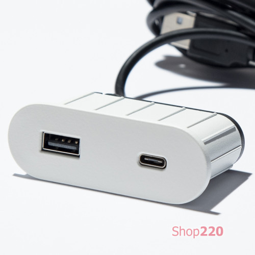 Розетка USB тип А+С в стол/мебель, белый, Versapick ASA ASA-060.29Z.00059