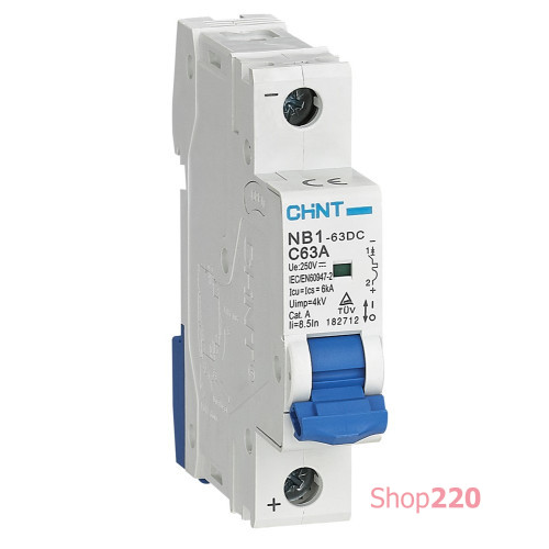 Автомат постоянного тока 250В DC, С 16А, 1 полюс, 6kA, NB1-63DC Chint 182706