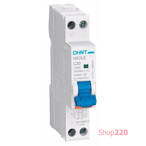 Дифавтомат C6A, 30mA, 1P+N, тип АС, 6kA, NB2LE Chint 689000