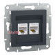 Розетка компьютерная RJ-45 двойная, антрацит, EPH4400171 Asfora Schneider