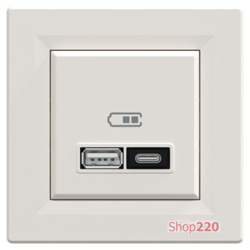 USB розетка тип А+С, 21 Вт, кремовий, EPH2700523 Schneider Electric Asfora