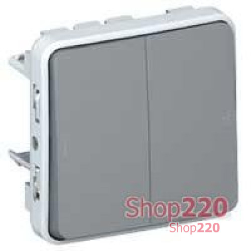Выключатель IP55, 2-клавишный, серый 69525 Legrand