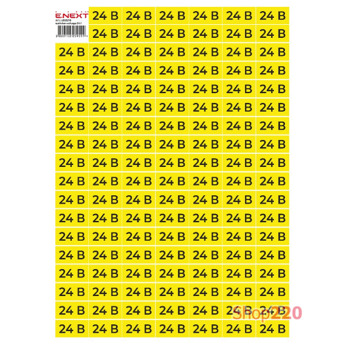 Самоклеящаяся наклейка 24В (40х20мм) 102 шт/лист, e.sticker.voltage.24.1 Enext s053310