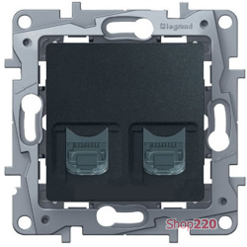 Компьютерная розетка RJ-45 двойная, антрацит, 672655 Legrand Etika