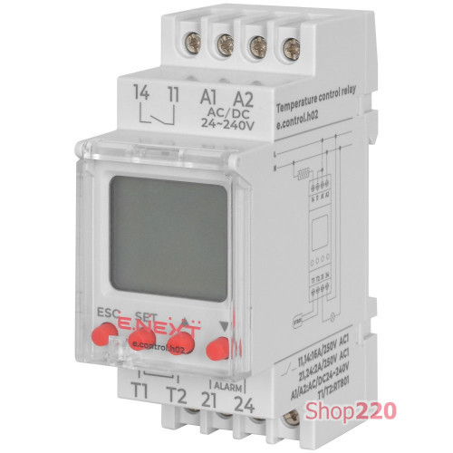 Реле контроля температуры 16A, АС/DC 24-240, -25…+130 °С, e.control.h02 Enext i0310017