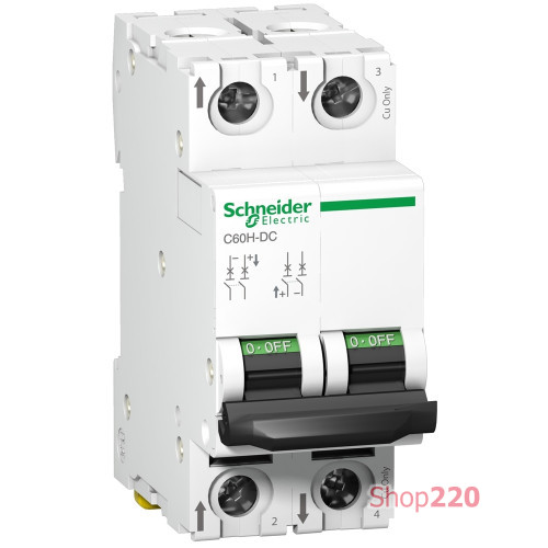 Автомат постоянного тока 25А, 250В/500В DC, 2 полюса, кривая C, C60H-DC Acti9 Schneider Electric A9N61533