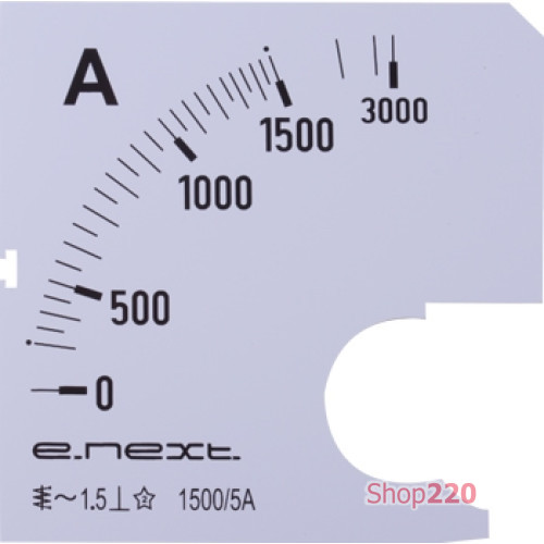 Шкала для амперметра щитового АС 1500А 72х72мм, e.meter72.a1500.scale Enext s066009