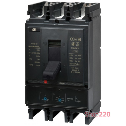 Автоматический выключатель 600A 3P, 36кА, (0.7-1)In/(5-10)In, NBS-TMD 630/3L ETI 4673132