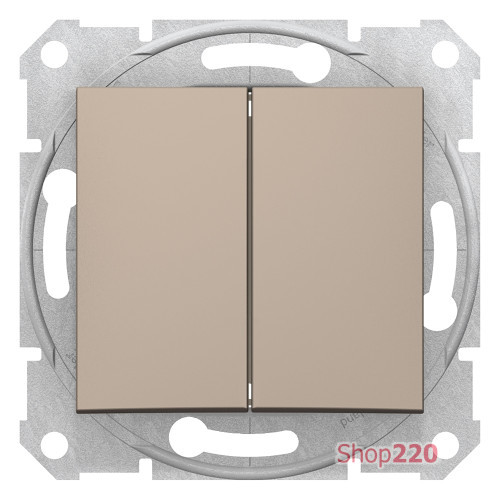 Выключатель двухклавишный, титан, Sedna SDN0300168 Schneider