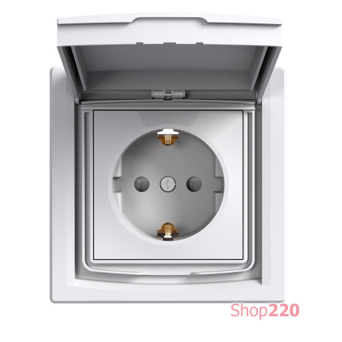 Розетка вологозахищена IP44 із заземленням, білий, EPH3100321 Schneider Asfora
