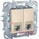 Розетка телефонная RJ-11, 1 модуль, слоновая кость, Unica MGU3.490.25 Schneider