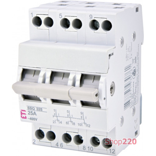 Переключатель "1-0-2" на генератор 25А 3 полюса, SSQ 325 ETI 2421434