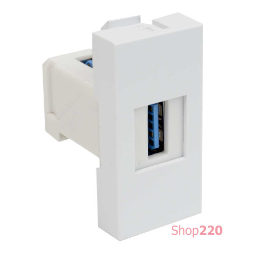 Розетка USB для передачи данных; 45х22,5х36 мм; PC-ABS, белый; Серия Quadro; QD 45X22.5-USB_HB