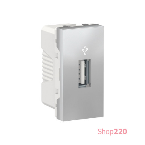 Розетка USB для передачи данных, алюминий, 1 модуль, Unica New Schneider NU342930