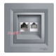 Розетка комп'ютерна+телефонна, сталь, EPH4900162 Asfora Schneider