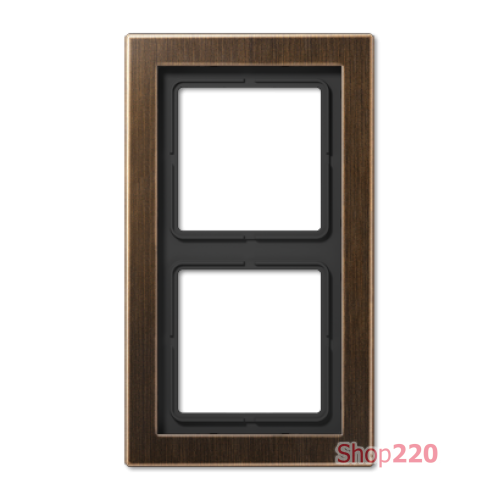 Рамка 2 поста, античная латунь, Jung LS Design (металл) MED2982AT