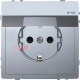 Розетка электрическая с крышкой, IP44, нержавеющая сталь, Merten MTN2314-6036