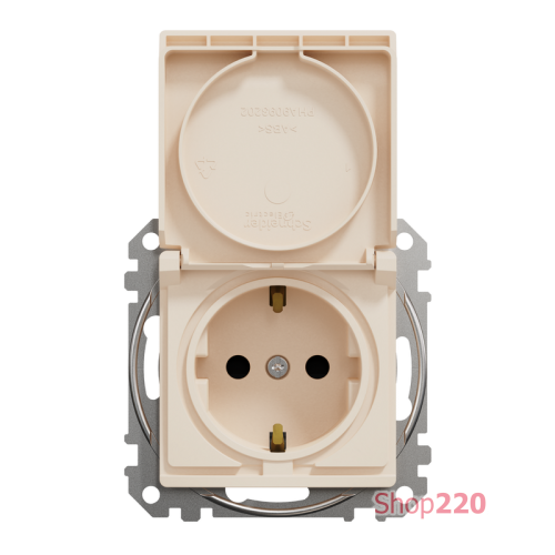 Розетка электрическая с крышкой, бежевый, Sedna Design SDD112024