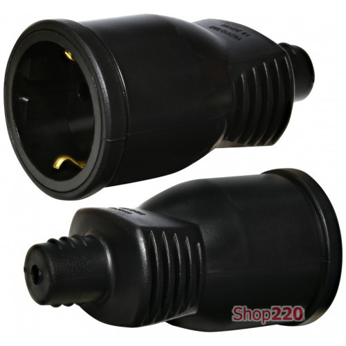 Розетка кабельная ERS-1 (Schuko, каучук, черная) ETI 4481008