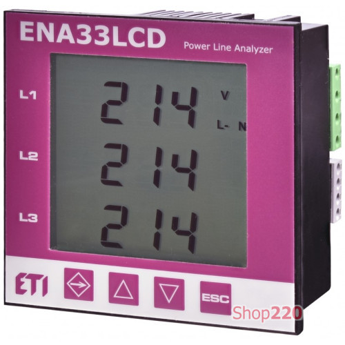 Анализатор сети ENA33LCD (96x96мм кв 85-265V AC, RS-485) ETI 4656910