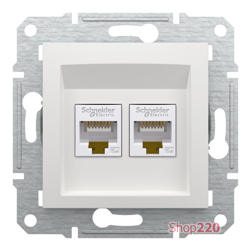 Розетка компьютерная RJ45 двойная, белый, Schneider Asfora