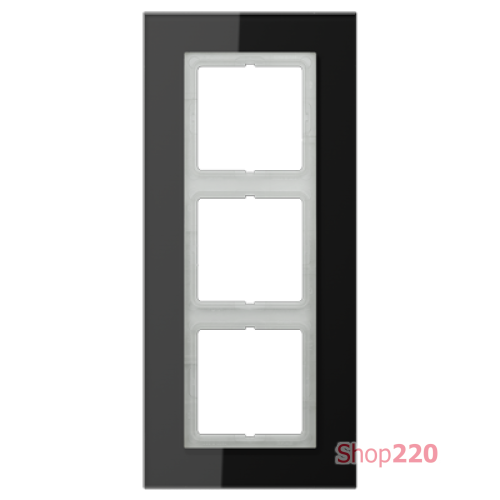 Рамка 3 поста, черное стекло, Jung LS Plus (стекло) LSP983GLSW
