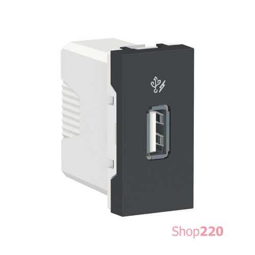 Розетка USB для зарядки, антрацит, 1 модуль, Unica New Schneider NU342854
