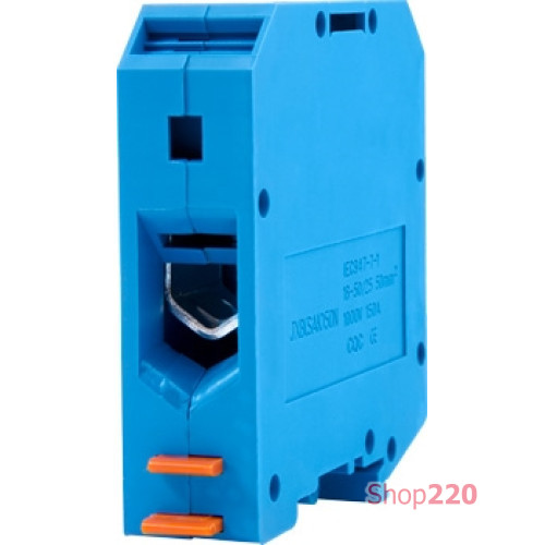 Клемма на дин-рейку 50 мм кв, синий, с крышкой, e.tc.din.pro.50.blue Enext p049025