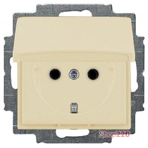Розетка с заземлением и крышкой, слоновая кость, ABB 20 EUK-92-507 Basic 55