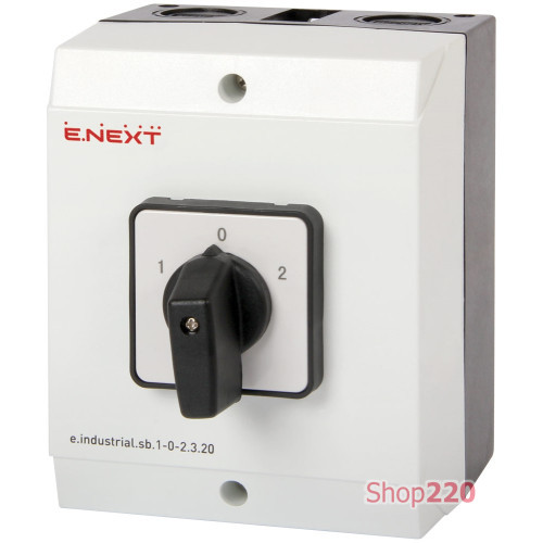 Переключатель 1-0-2 в корпусе, 20А, 3 полюса, e.industrial.sb.1-0-2.3.20 Enext i0360005