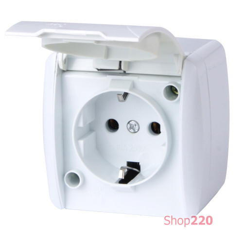 Розетка 16А, IP54, накладная, белый, e.aqua.1231.gr Enext s035056