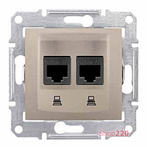 Розетка двойная RJ 45 кат 5е, неэкран, UTP, титан, Sedna SDN4400168 Schneider