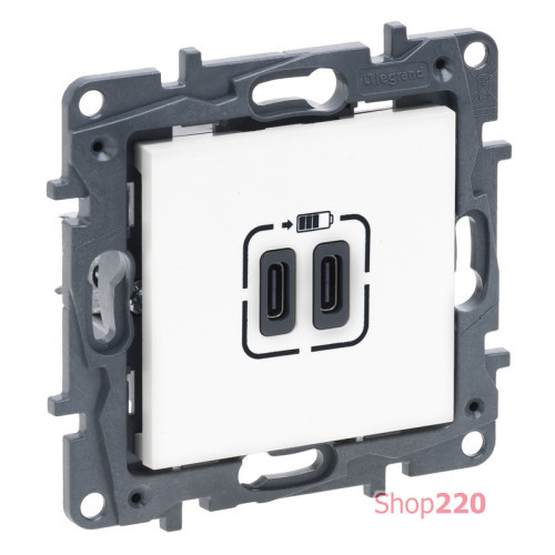 Розетка USB тип С+C 15 Вт 5 В, белый, Niloe Step Legrand 863139B