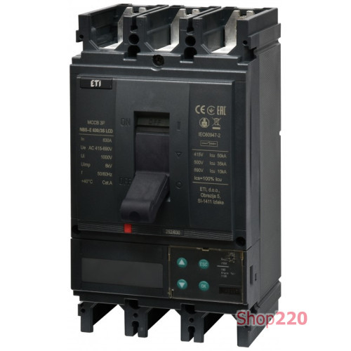 Автоматический выключатель 630A 3P, 50kA, (0.4-1)In/(1.5-12)In, NBS-E 630/3S LCD ETI 4673147