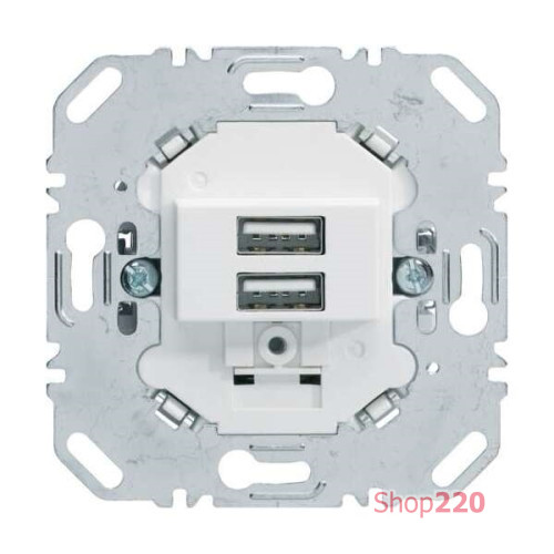 USB розетка для зарядки устройств, двойная, полярная белизна, Berker 260209