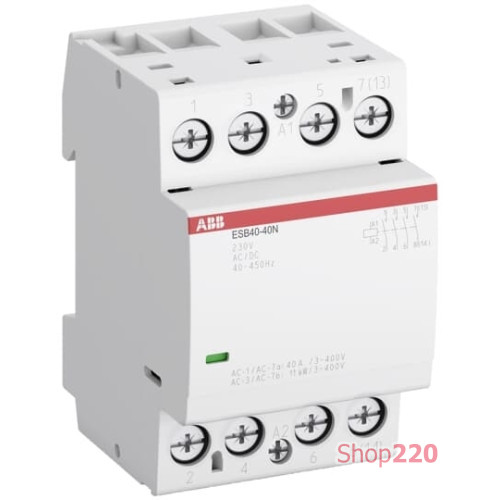 Модульный контактор 63А, 230В AC/DC, 4но, ABB ESB63-40N-06