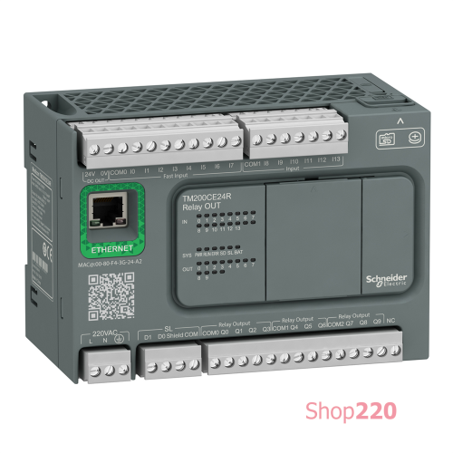 ПЛК M200 24 входов/выходов, 220В, 14/10 реле, Ethernet TM200CE24R