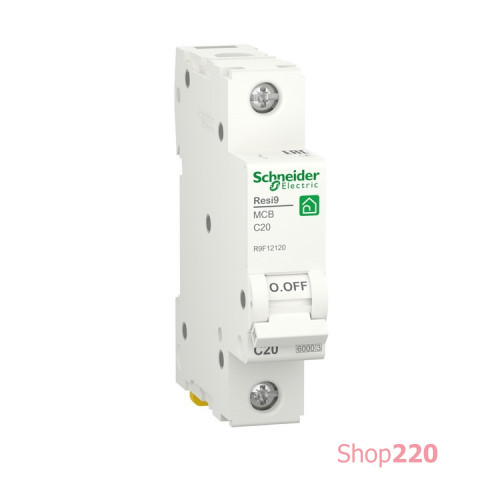 Автомат 20А, 1 полюса, уставка С, Resi9 R9F12120 Schneider Electric